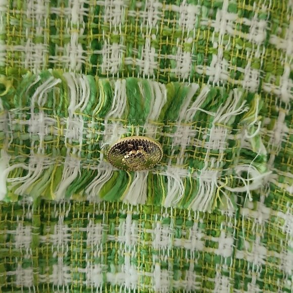 ZARA | Sleeveless Tweed Top Jacket Green Sz S - Picture 5 of 6